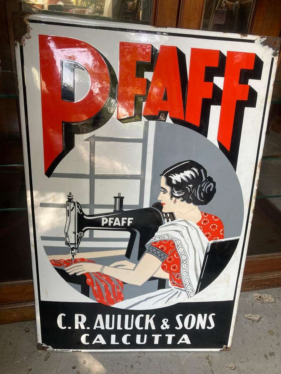 Original Vintage Pfaff Enamel Sign ( 73 x 43 cm )