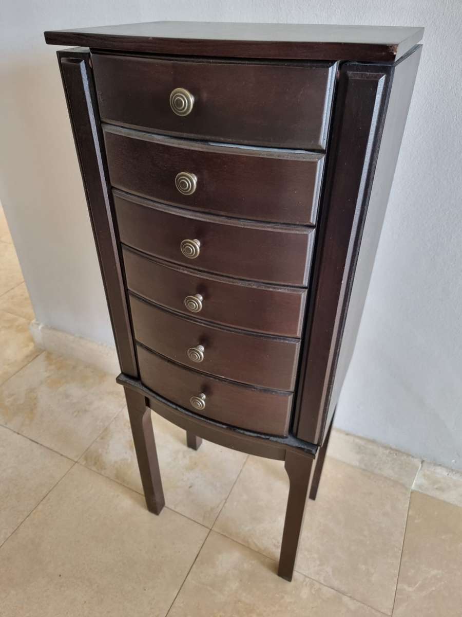 Beautiful Mahogany Drawer Jewelry Stand/ Cabinet ( 97 x 37 x 30 cm )