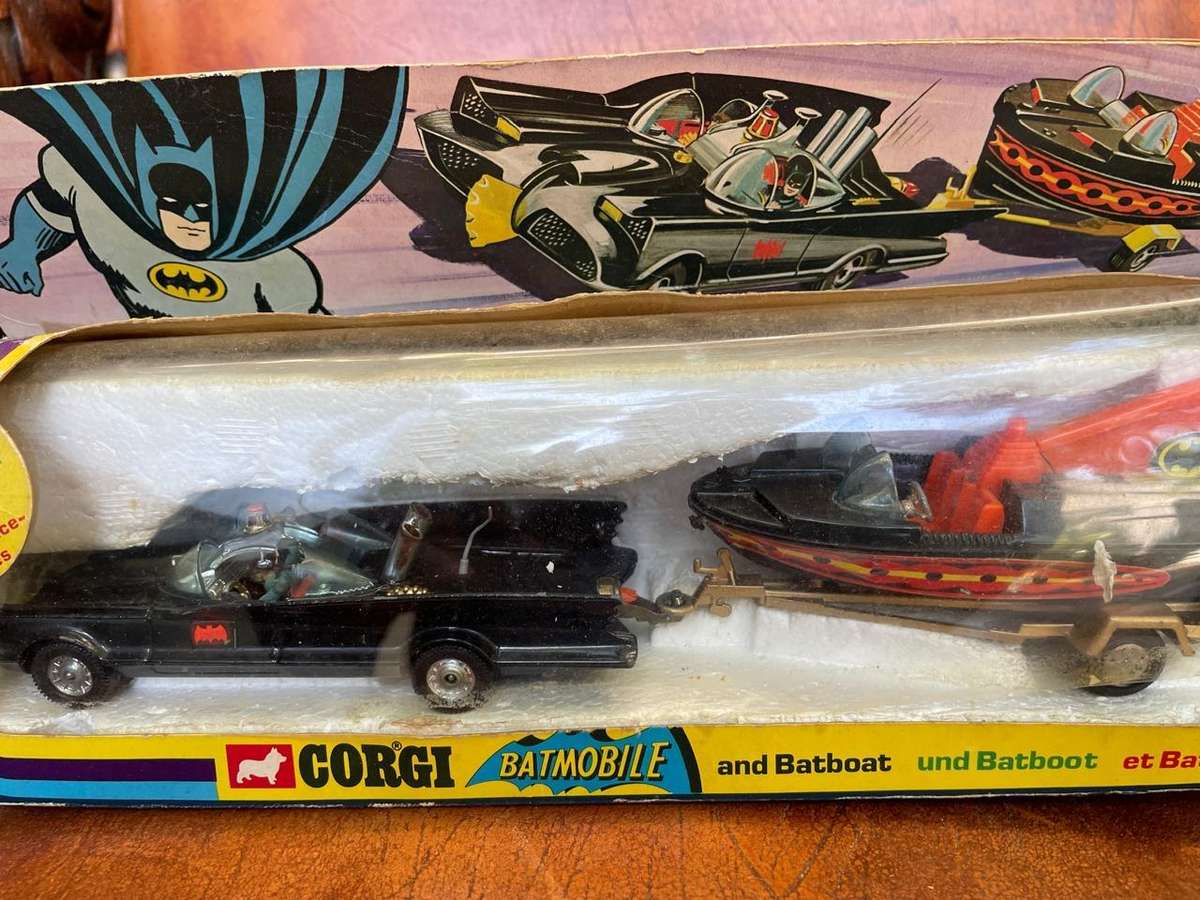 Rare Corgi Batmobile and Batboat in original box