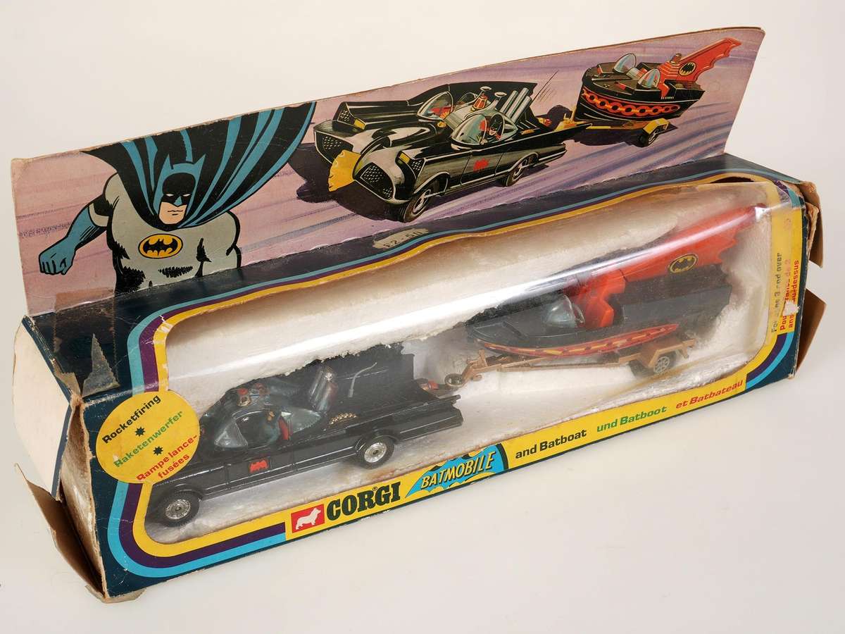Rare Corgi Batmobile and Batboat in original box