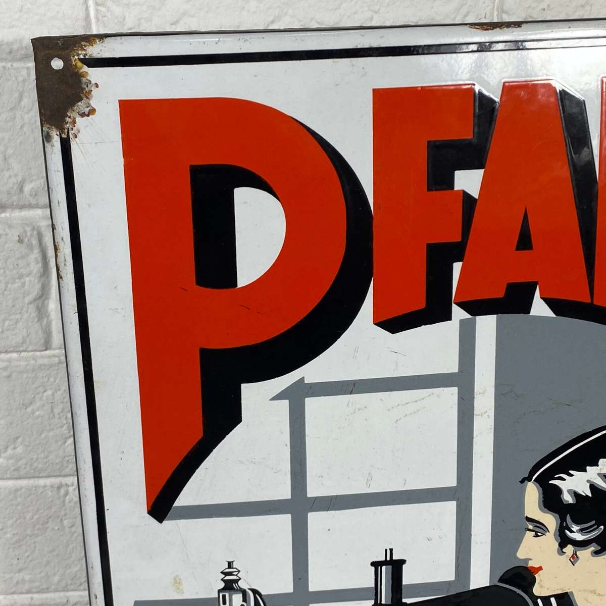Original Vintage Pfaff Enamel Sign ( 73 x 43 cm )