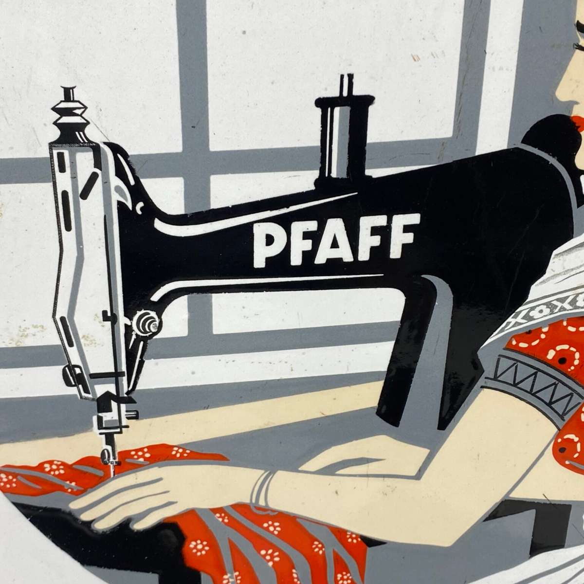 Original Vintage Pfaff Enamel Sign ( 73 x 43 cm )