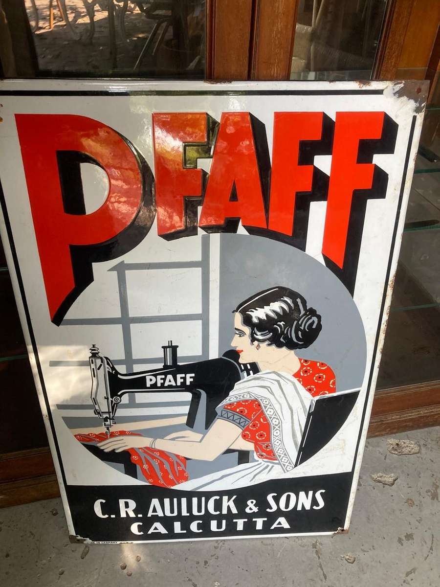 Original Vintage Pfaff Enamel Sign ( 73 x 43 cm )
