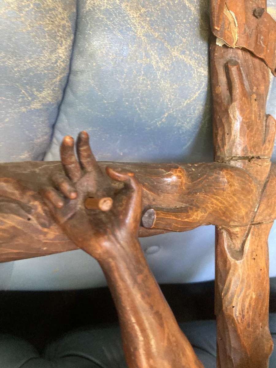 Rare Large Wooden carved Vintage Church Crucifix  ( 90 x 37 cm )
