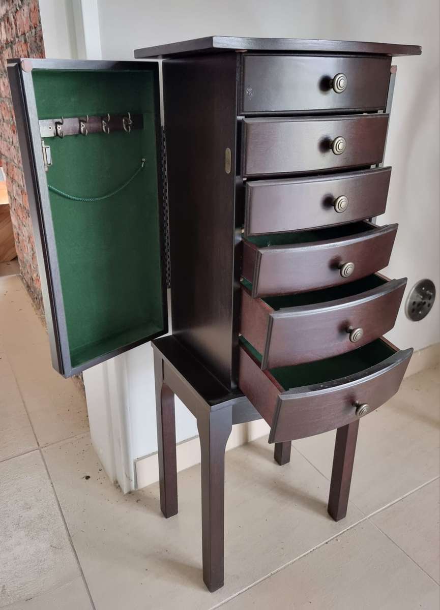 Beautiful Mahogany Drawer Jewelry Stand/ Cabinet ( 97 x 37 x 30 cm )