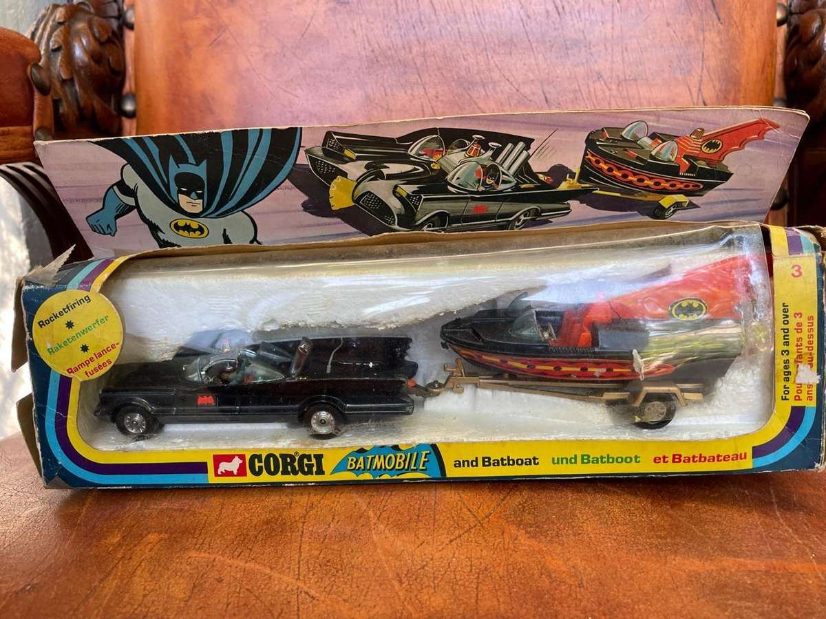 Rare Corgi Batmobile and Batboat in original box