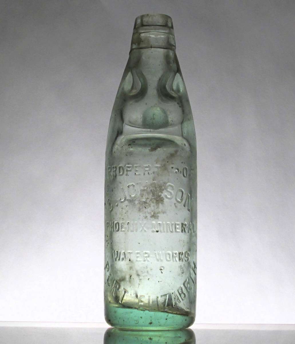C. JOHNSON PHOENIX MINERAL WATER WORKKS PORTELIZABETH 10oz CODD BOTTLE