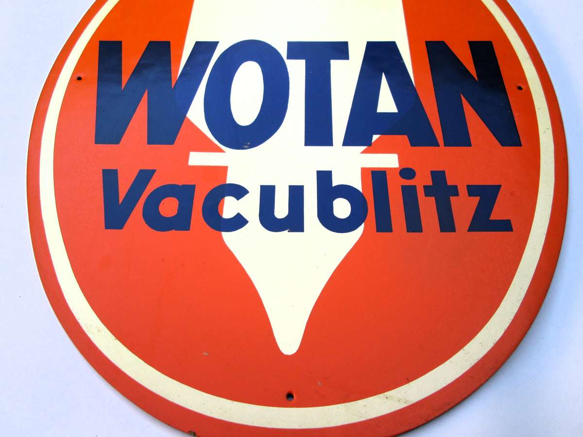 ORIGINAL VINTAGE WOTAN VACUBLITZ ADVERTISING SIGN