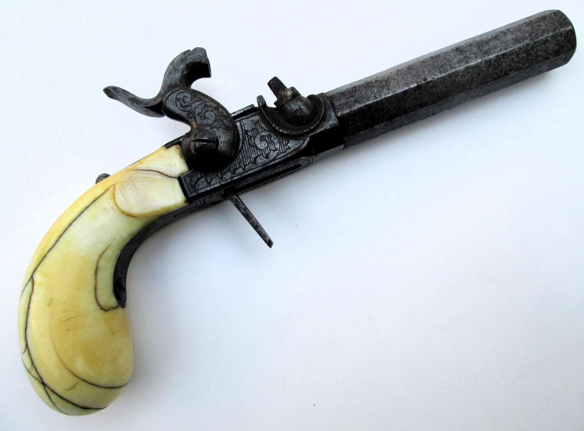 Percussion, black powder pistol Francotte blow of fist with forced ball.