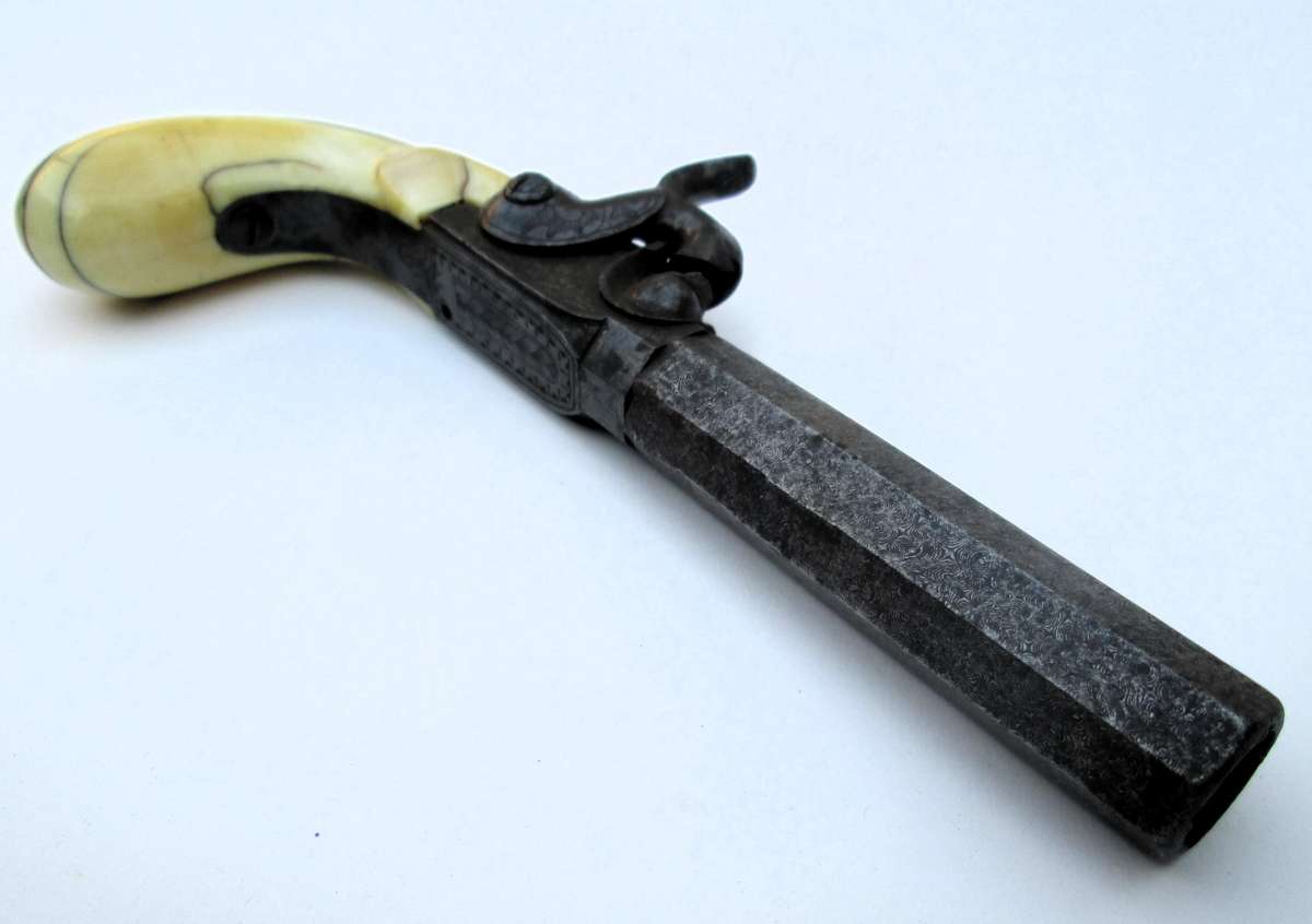 Percussion, black powder pistol Francotte blow of fist with forced ball.