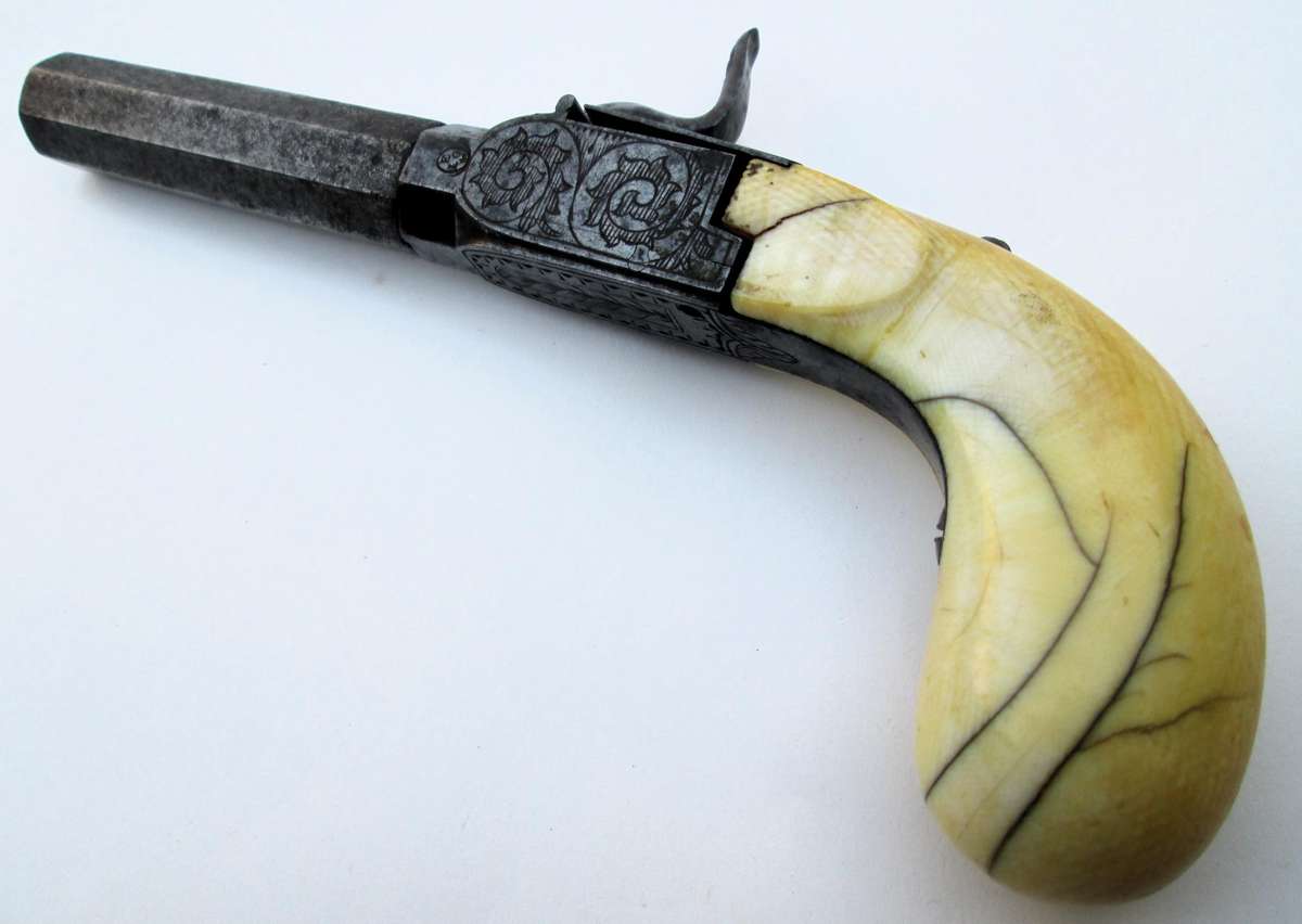 Percussion, black powder pistol Francotte blow of fist with forced ball.