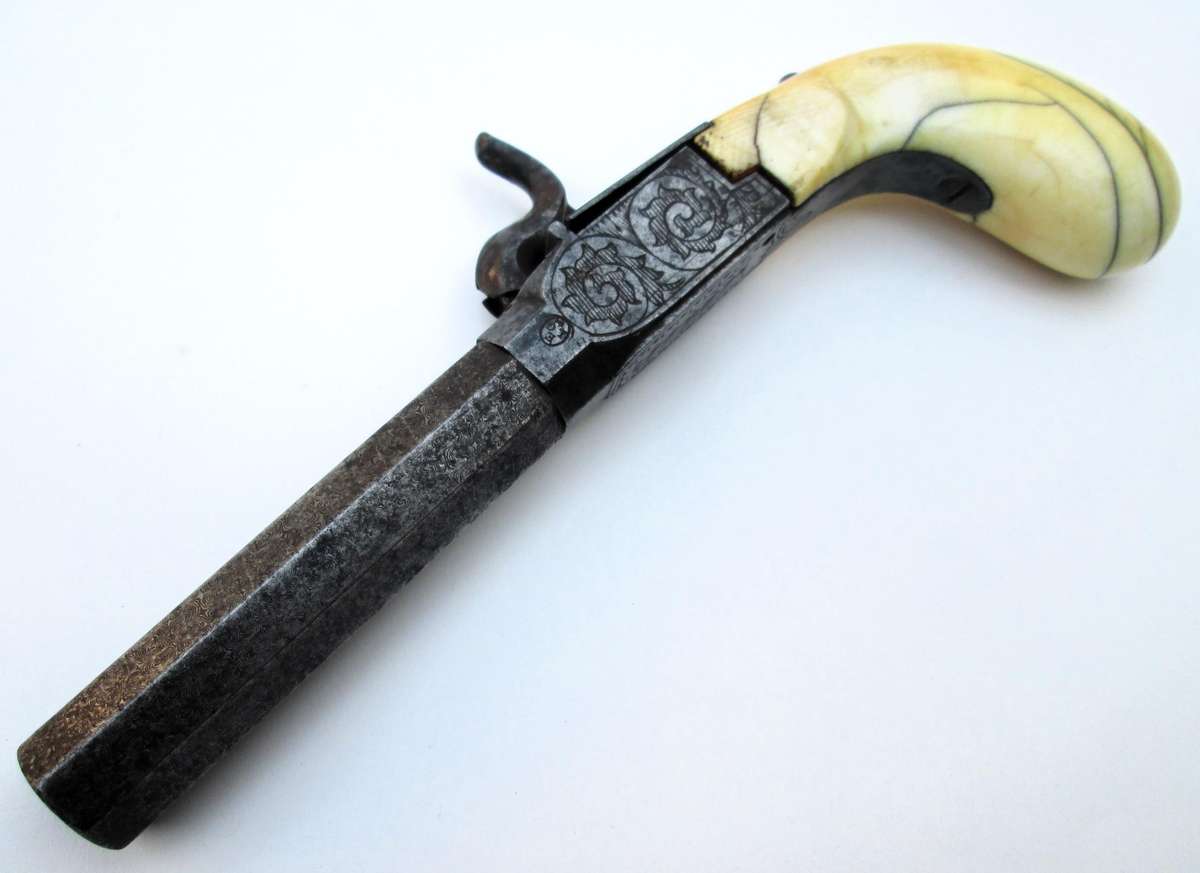 Percussion, black powder pistol Francotte blow of fist with forced ball.