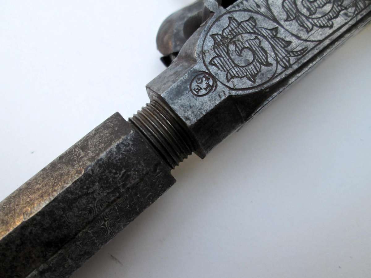 Percussion, black powder pistol Francotte blow of fist with forced ball.