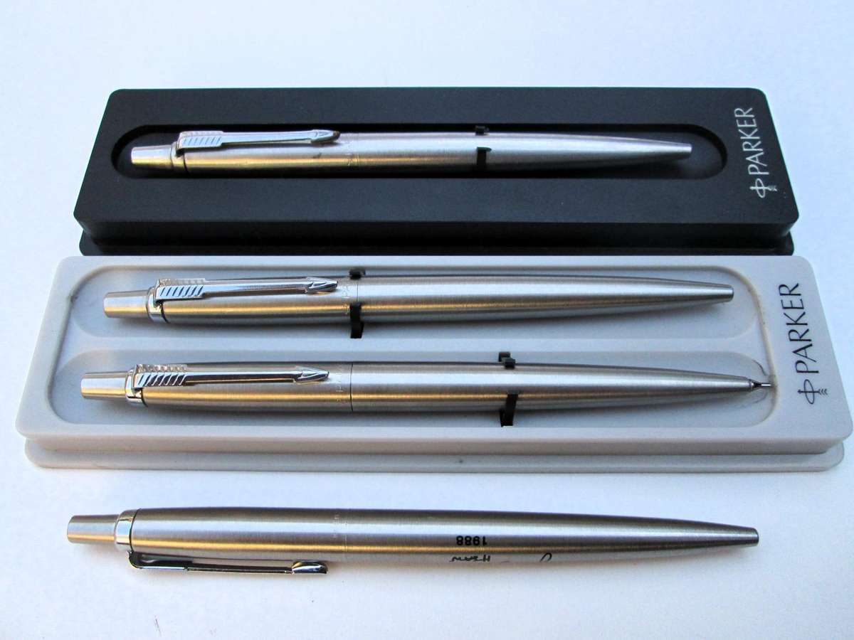 PARKER Ballpoint Pen & Pencil Set  Stainless Steel + PARKER Ballpoint Pen + Branded Parker Pen
