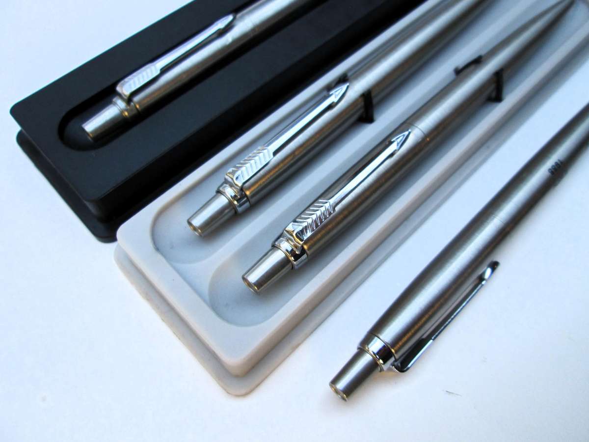 PARKER Ballpoint Pen & Pencil Set  Stainless Steel + PARKER Ballpoint Pen + Branded Parker Pen