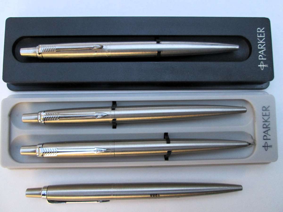 PARKER Ballpoint Pen & Pencil Set  Stainless Steel + PARKER Ballpoint Pen + Branded Parker Pen