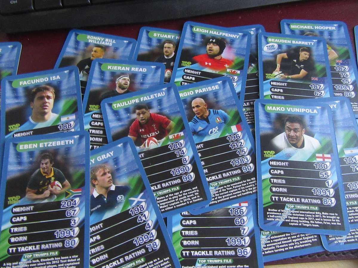 29 RUBBY TRADING CARDS -WHO HASTHE BIGGEST TACKLE-WORLD RUGBY STARS - ASPER SCAN - BID PER CARD