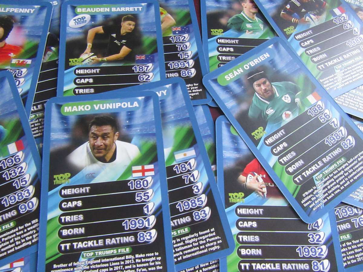 29 RUBBY TRADING CARDS -WHO HASTHE BIGGEST TACKLE-WORLD RUGBY STARS - ASPER SCAN - BID PER CARD