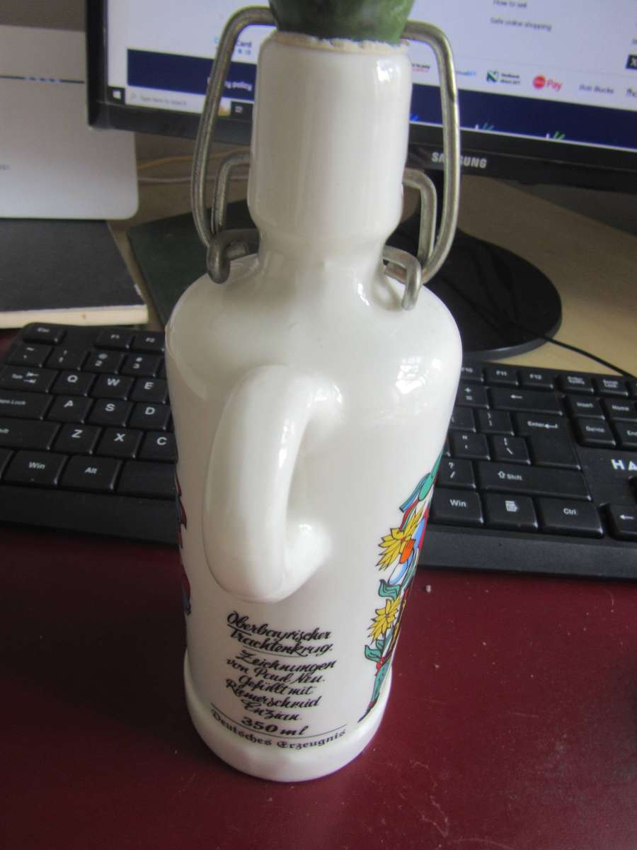 A MUST FOR THE MANCAVE - BEAUTIFULCERAMIC BOTTLE - HOCHLAND ENZIAN FROM GERMANY