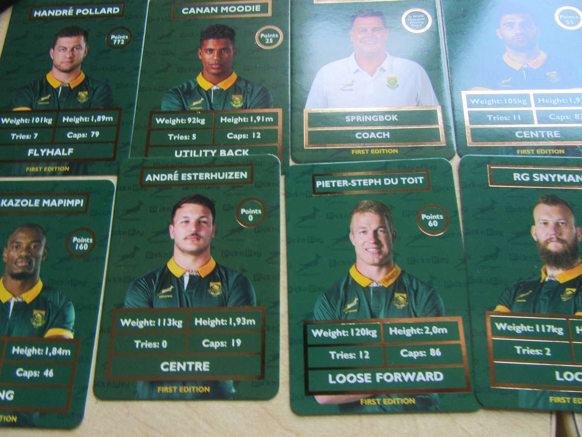 20 PICK 'PAY RUBGY CARDS INCL.RASSIE ERASMUS GOLD - AS PER SCAN - R21
