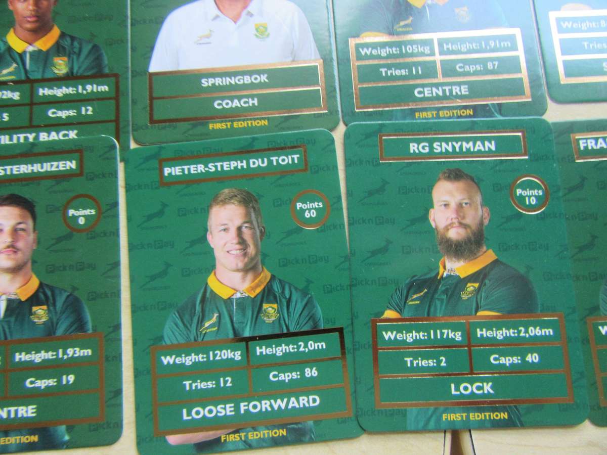 20 PICK 'PAY RUBGY CARDS INCL.RASSIE ERASMUS GOLD - AS PER SCAN - R21