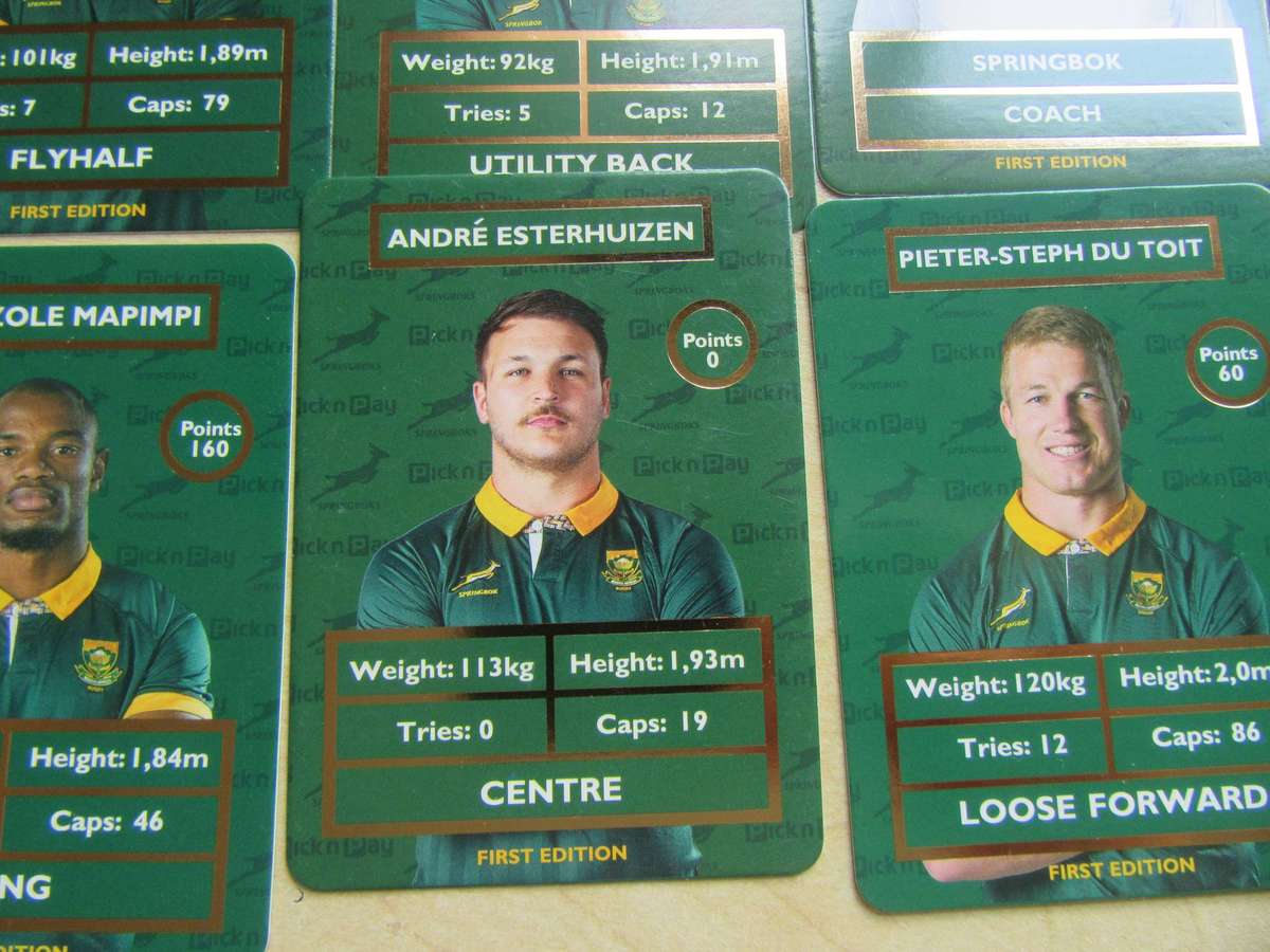 20 PICK 'PAY RUBGY CARDS INCL.RASSIE ERASMUS GOLD - AS PER SCAN - R21