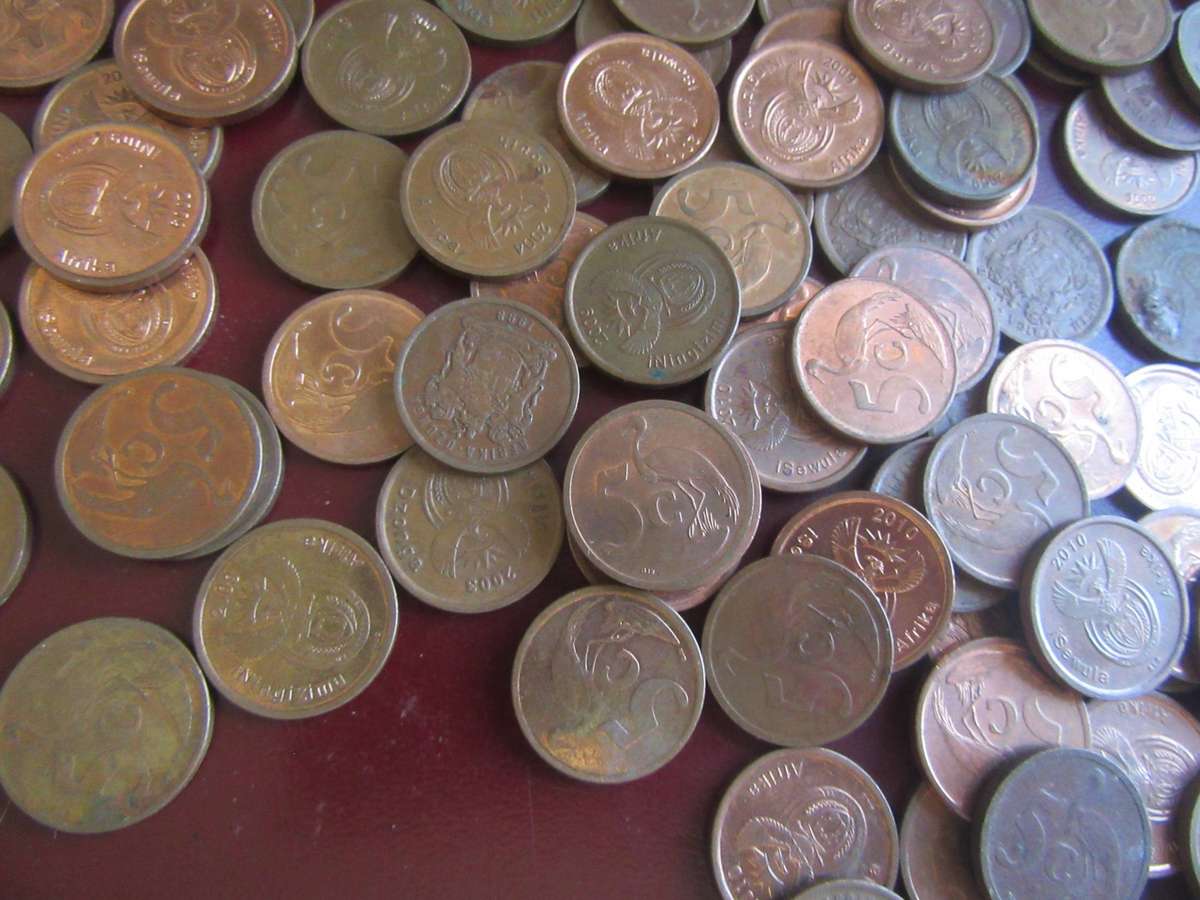 95 OLD RSA  FIVE CENT COPPER COINS - AS PER SCAN - BID PER COIN - C1