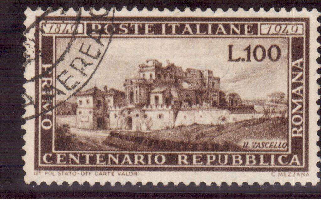 Italy 1949 - Centenary of Roman Republic - 100 Lire - Brown - FU - SG 726 - CV R3220