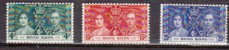 Hong Kong - 1937 Coronation Set - MM - SG 137-139 - CV R534