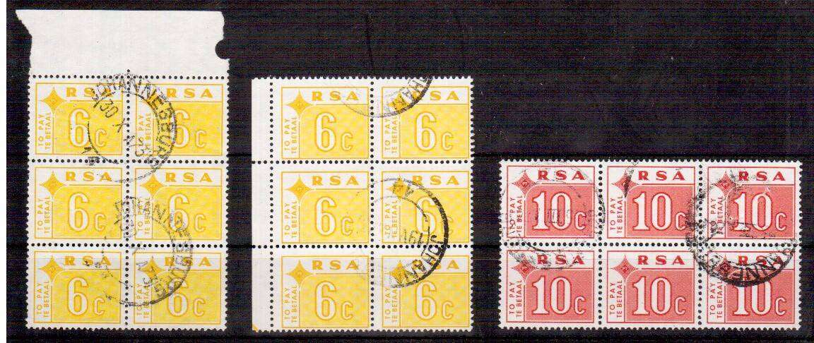 RSA Postage Stamps - FU Blocks of Six - SACC 66, 66a and 68, CV R2250