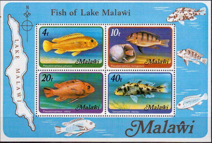 Malawi - Fish of Lake Malawi 1977 - UM Controls Plus Min Sheet