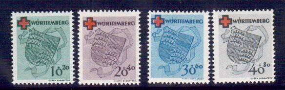 Germany Wurttemburg 1949 Red Cross - Fine Mint Set of Four - SG FW40-FW43 - CV R4000