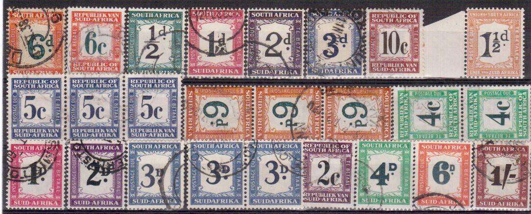 Postage Due Stamps - Union of SA - Great lot of FU Stamps