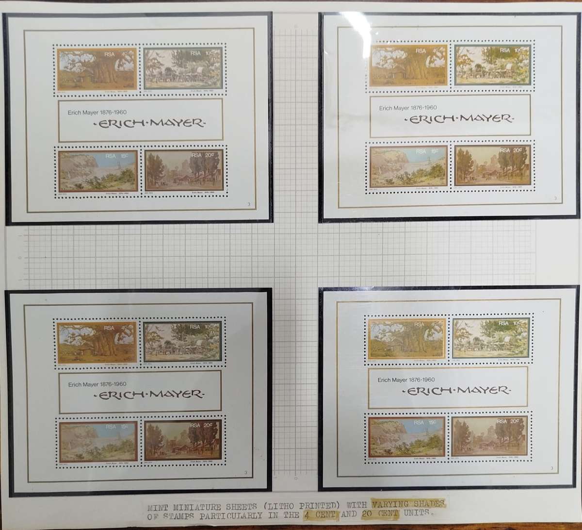RSA - Erich Meyer Miniature Sheet - SACC 401-404 - UM With Different Shades