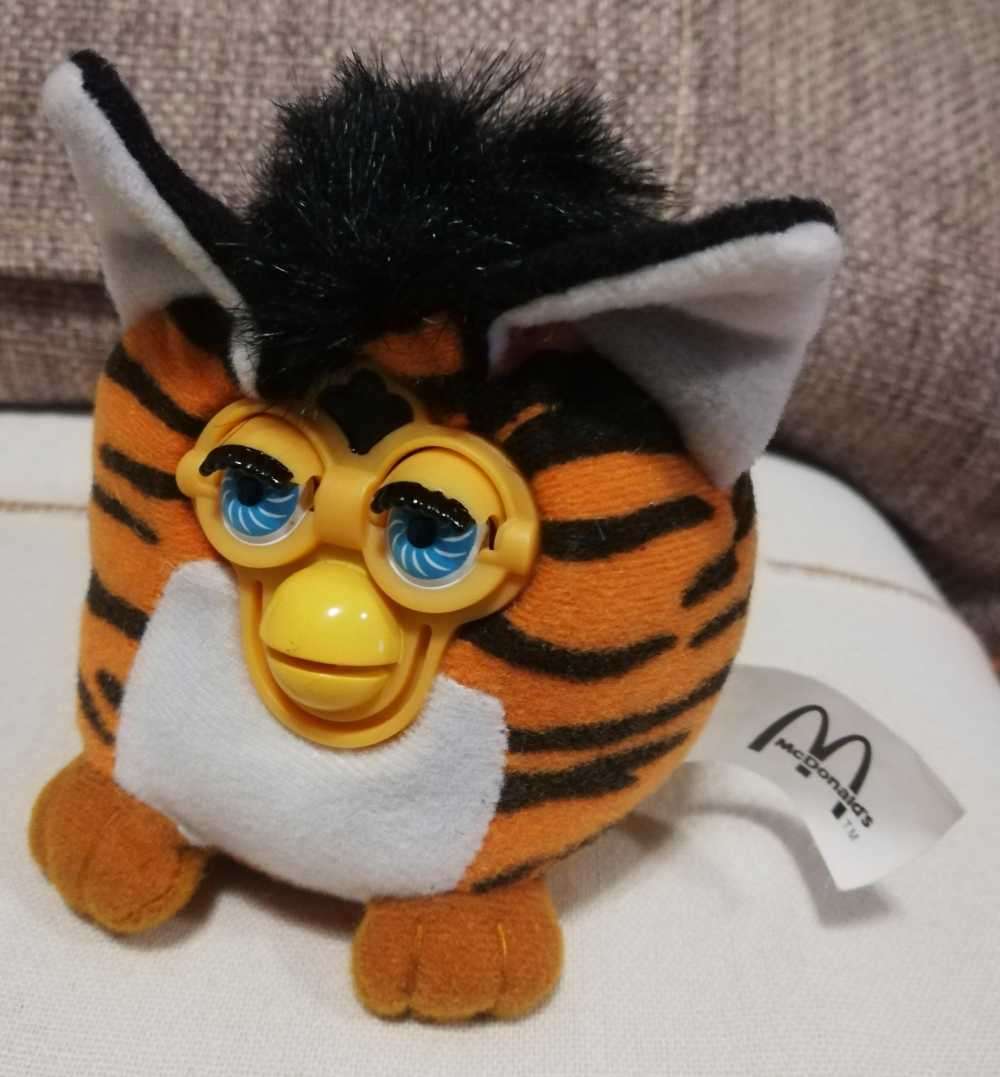 Vintage Furby Plush - McDonald's Happy Meal Tiger Stripes. 2000. 10cm.