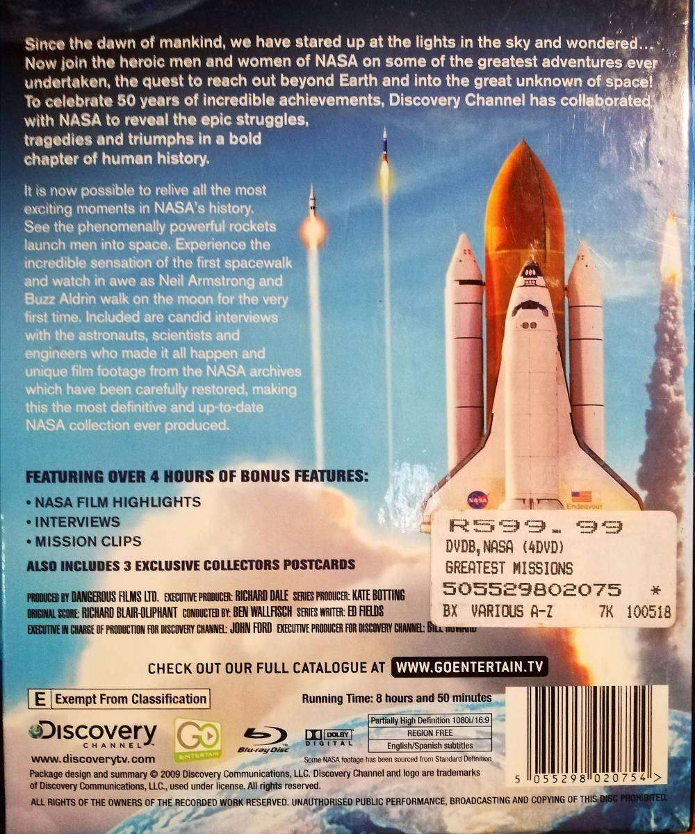NASA'S GREATEST MISSIONS - WHEN WE LEFT EARTH. 4 x Blu-ray Discs. Discovery Channel.