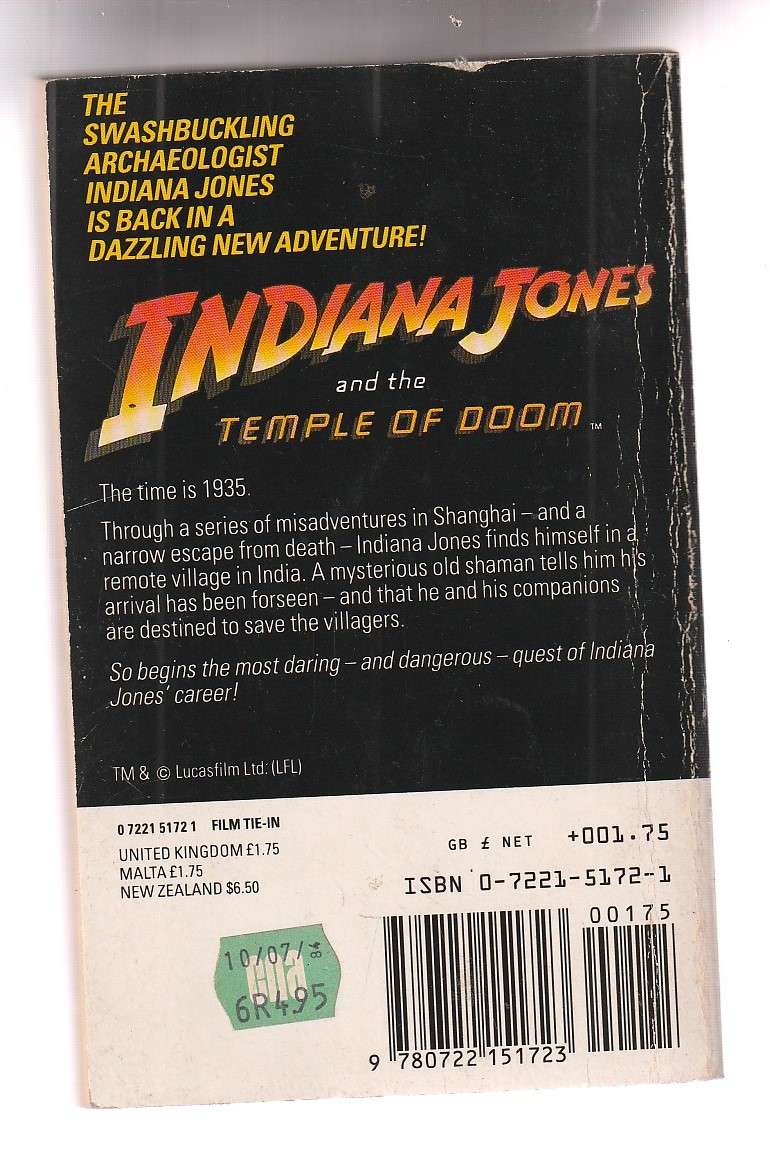 Indiana Jones and the Temple of Doom - James Kahn - You saw the movie now read the book