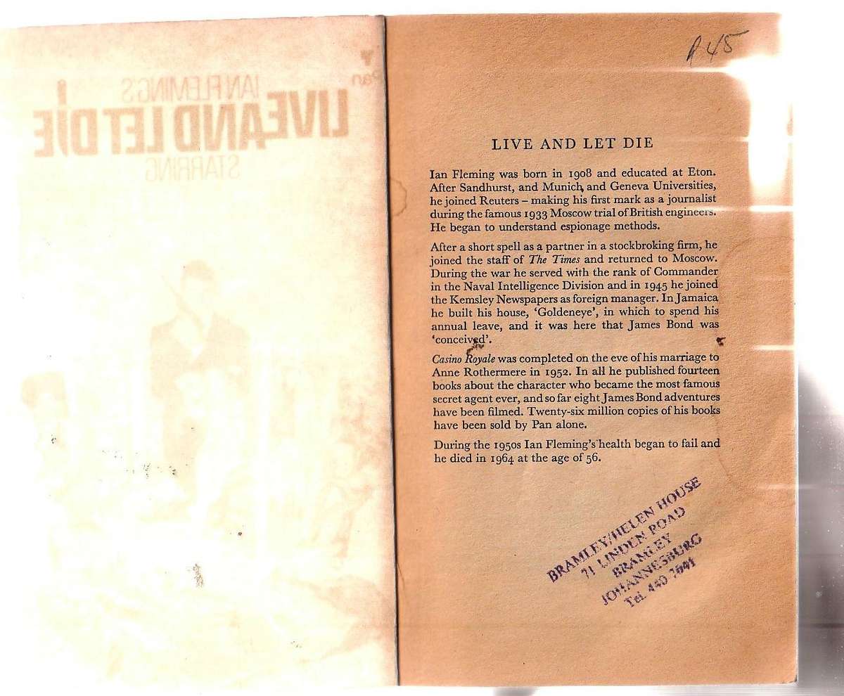Live and let Die - Ian Fleming - James bond novel