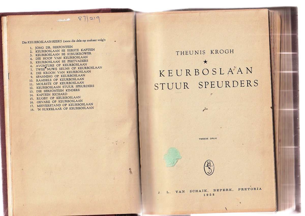 Keurboslaan stuur speurders - Theunis Krogh - Keurboslaan reeks 1958