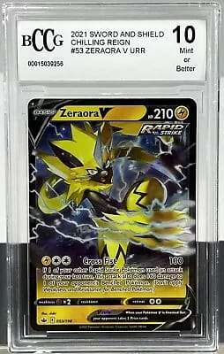 Pokemon Graded Mint 10 BCCG Zeraora V 053/198 Chilling Reign Card