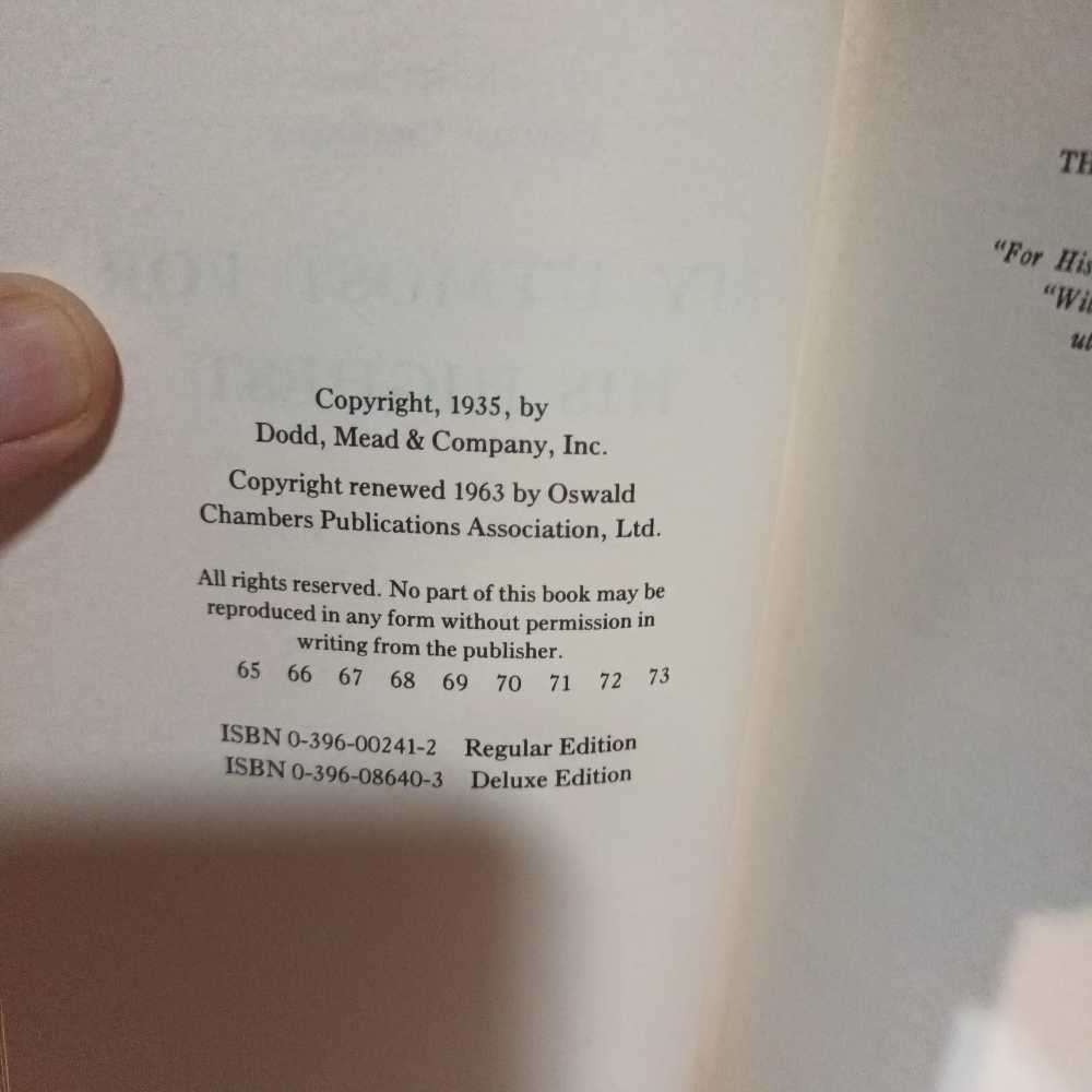 My Utmost for His Highest. J Oswald Chambers
