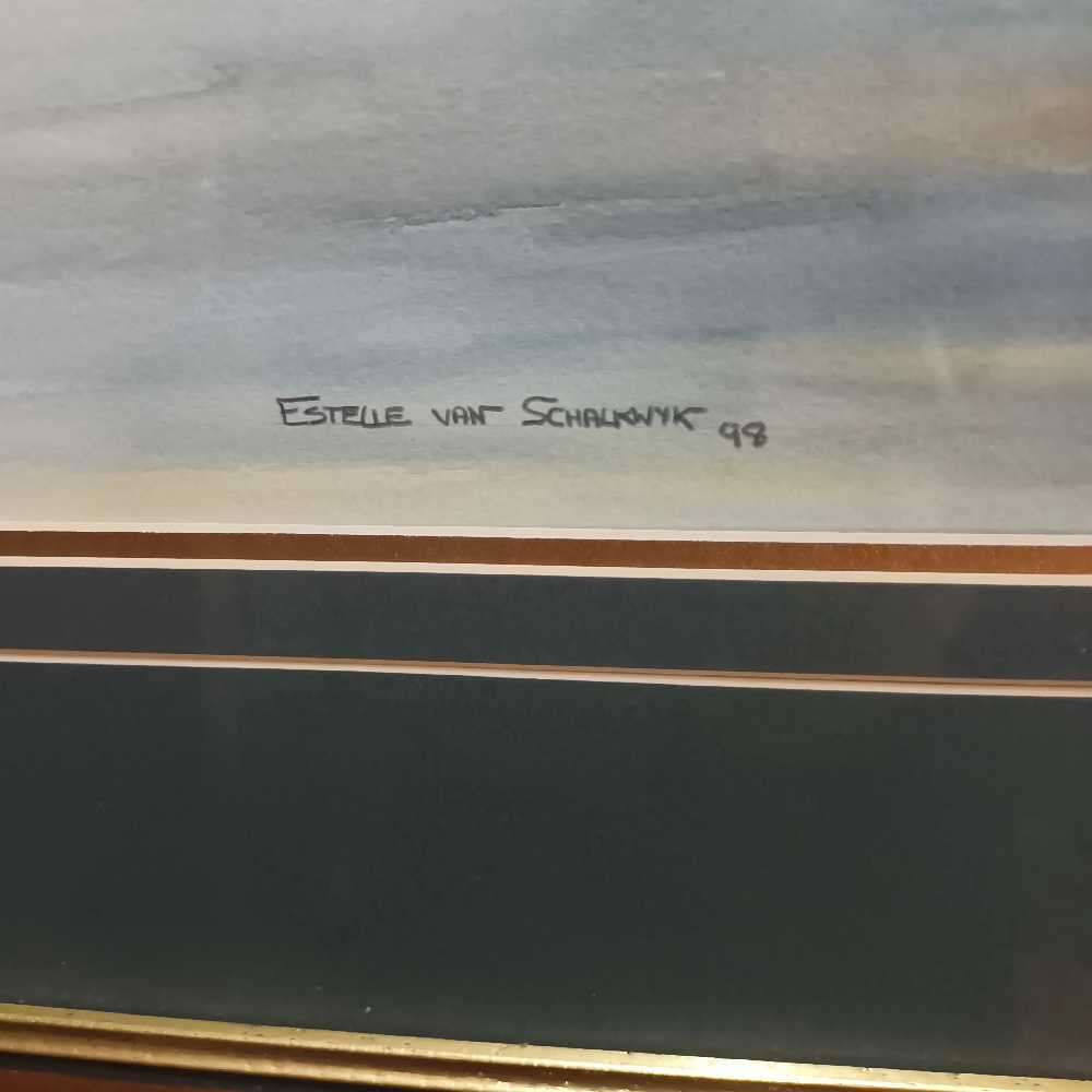 Fish eagle scene watercolour by Estelle van Schalkwyk