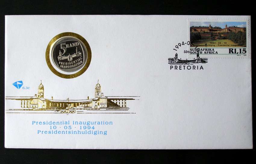 South Africa 1994 Presidential Inauguration Cover with uncirculated/proof R5