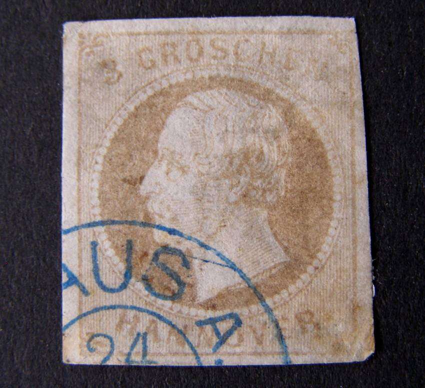 GERMANY: HANOVER - King George V 3gr. Brown Imperf. 1859