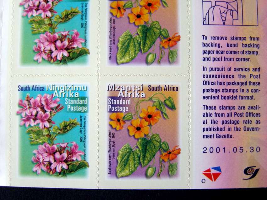 SOUTH AFRICA Mint Booklet (Self-Adhesive) - Seventh Definitive Flowers (30th May) 2001