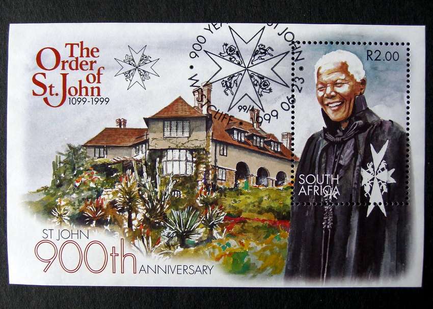 SOUTH AFRICA Miniature Sheet (First Day Cancel) - The Order of St. John's 900th Anniv. 1999 /Mandela