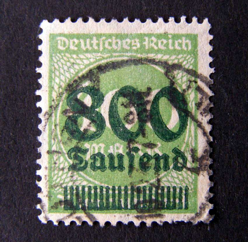 GERMANY: WEIMAR REPUBLIC - Inflationary Surcharges: 800T. on 400m. Green 1923