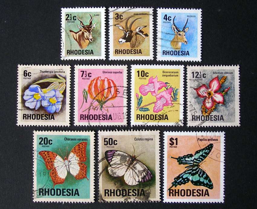 RHODESIA - Antelope, Flowers and Butterflies Definitive 1974