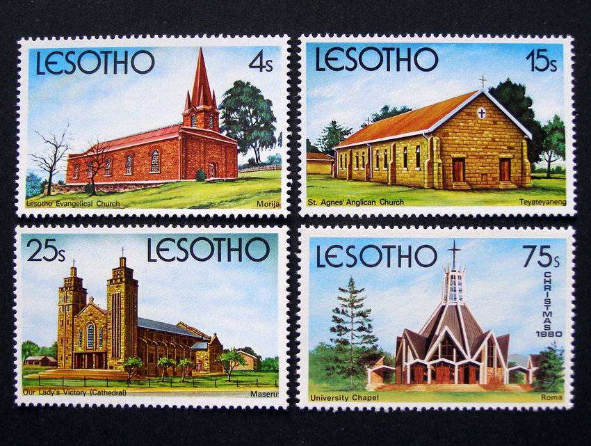 LESOTHO Mint Set - Christmas: Churches 1980