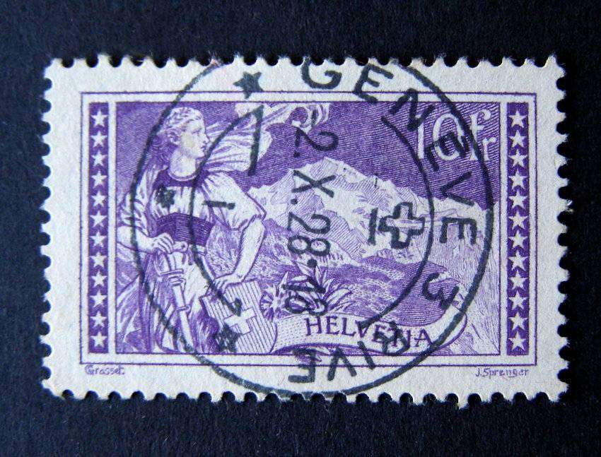 SWITZERLAND - Mountain Views: 10f. Mauve 1914